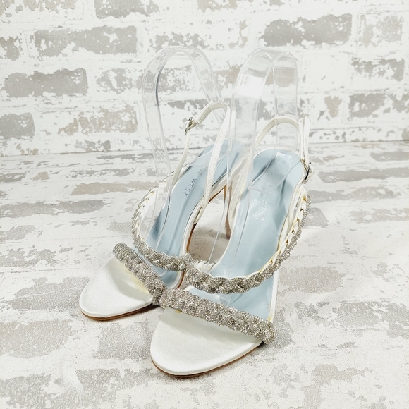 New Nine West Talip Ivory Glass Stone Embellished Heels D487 - Picture 2 of 15